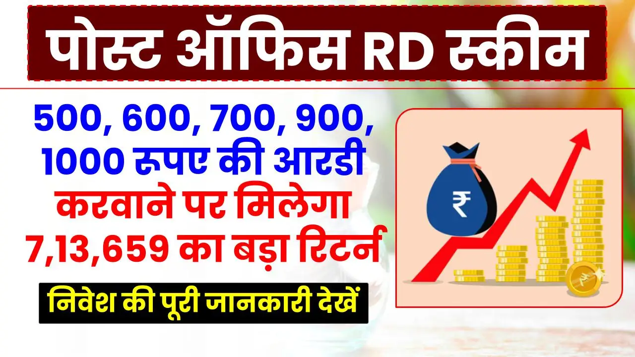 Post Office RD Scheme 2025 500, 600, 700, 900 रूपए जमा करनें पर इतना मिलेगा रिटर्न, देखे गणना