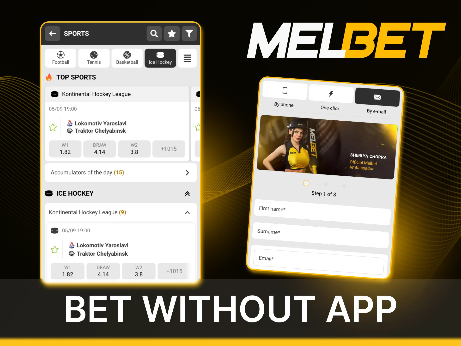You can bet on sports on your phone without installing the Melbet online casino application.