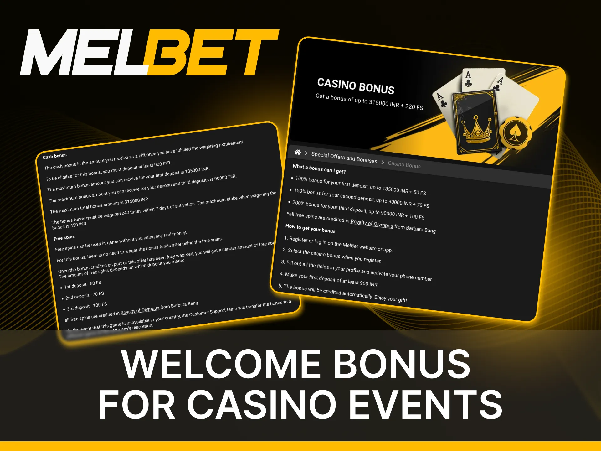 Make the first deposit in the Melbet online casino and get a bonus.