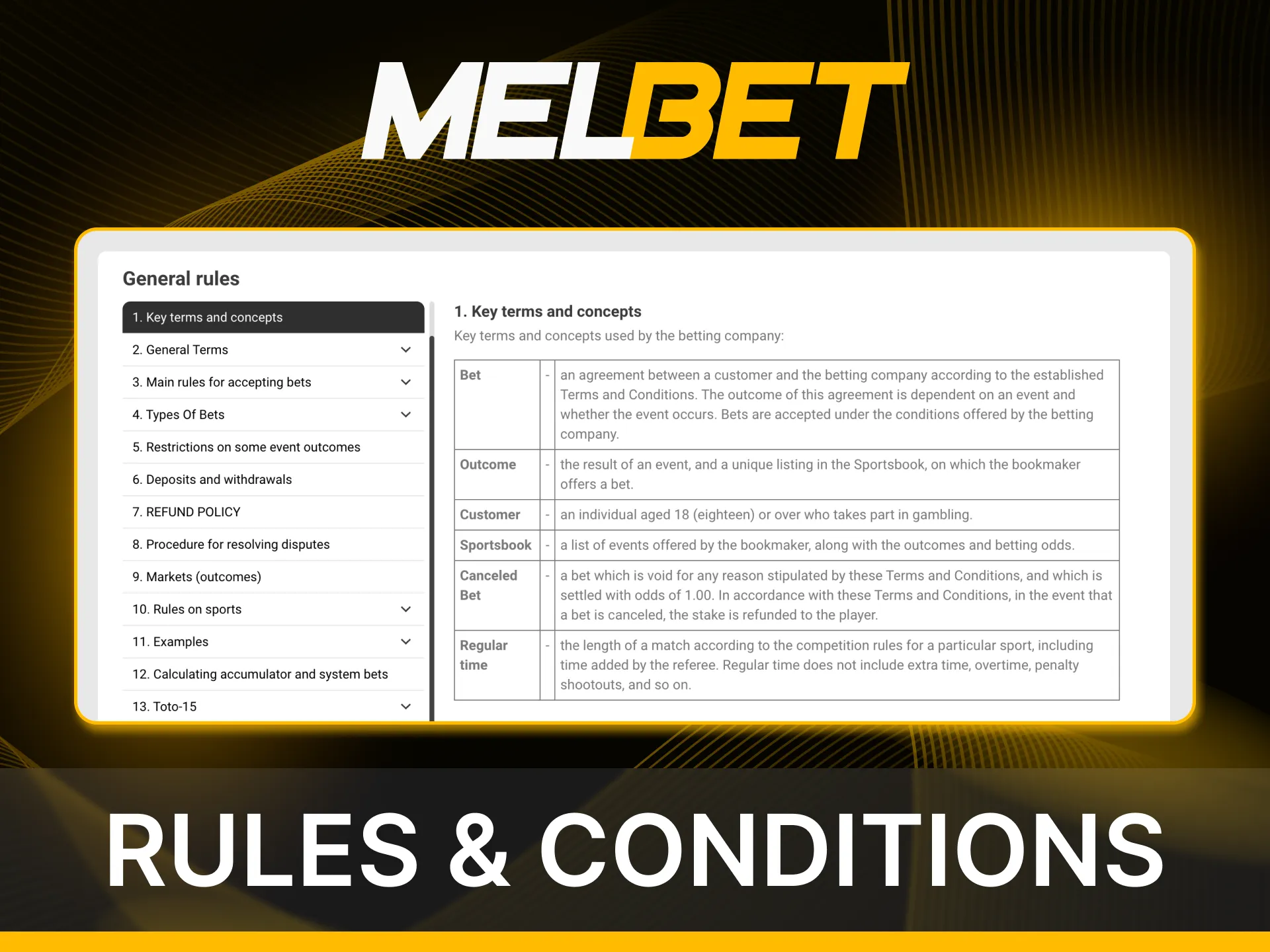 Before the game, users should familiarize themselves with the rules of the online casino Melbet.
