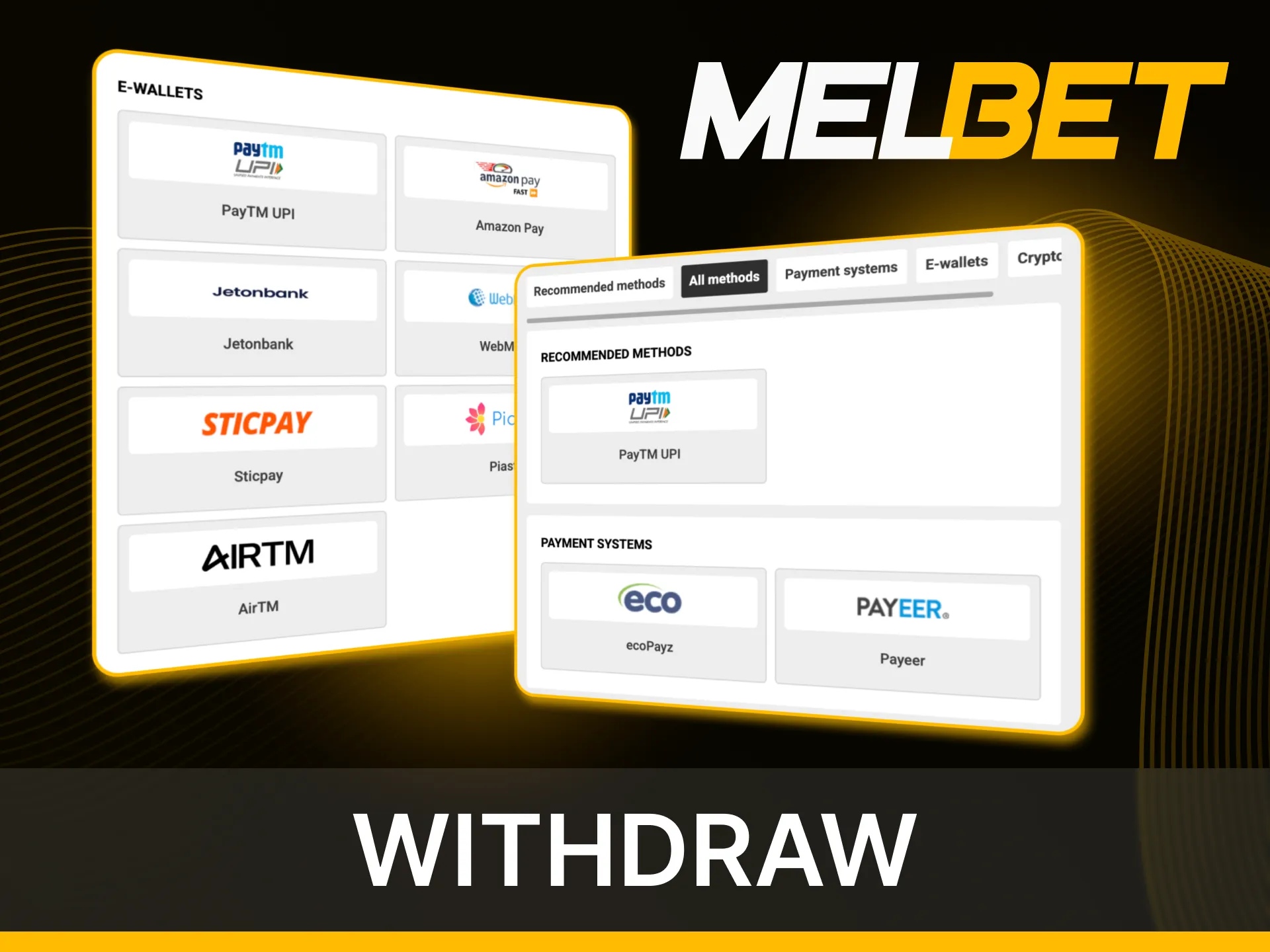 Take your winnings in the Melbet online casino quickly and at any time.