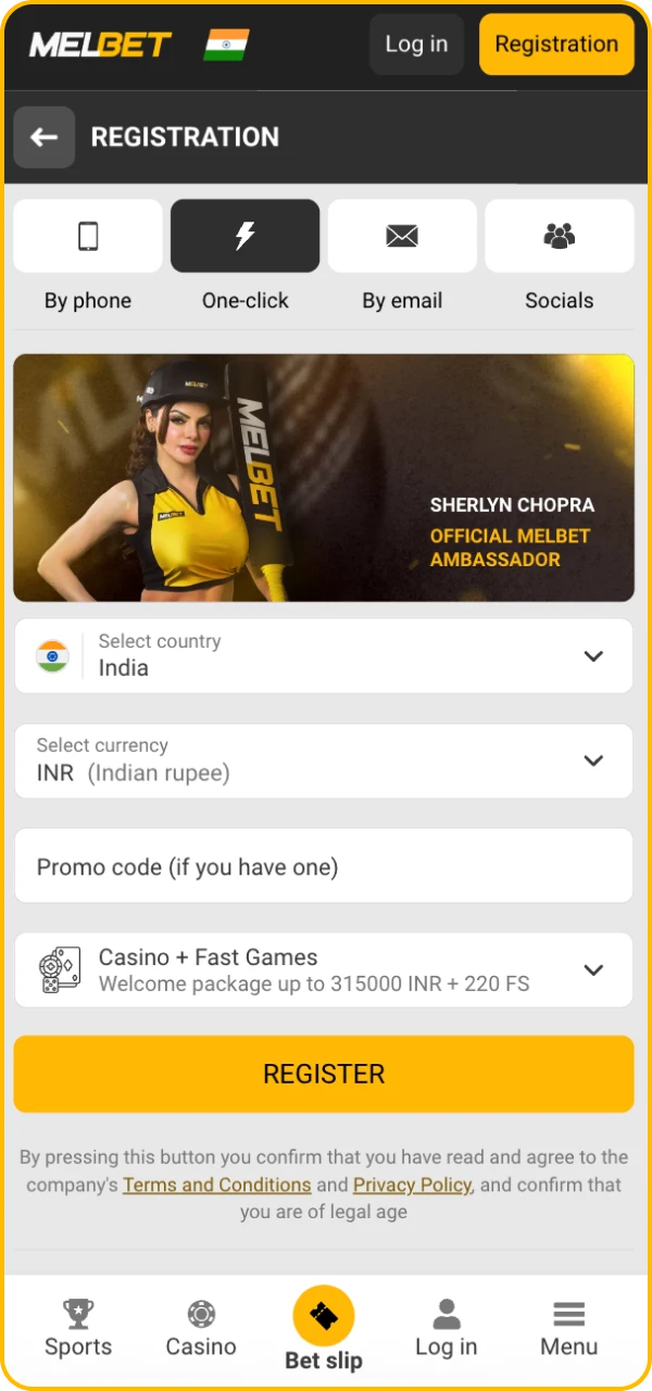 Complete registration at the Melbet online casino and start playing.