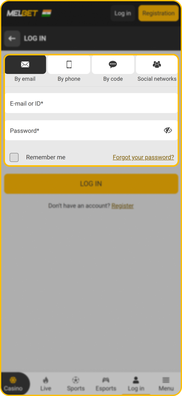 Open your acount to start playing Aviator at Melbet android app.