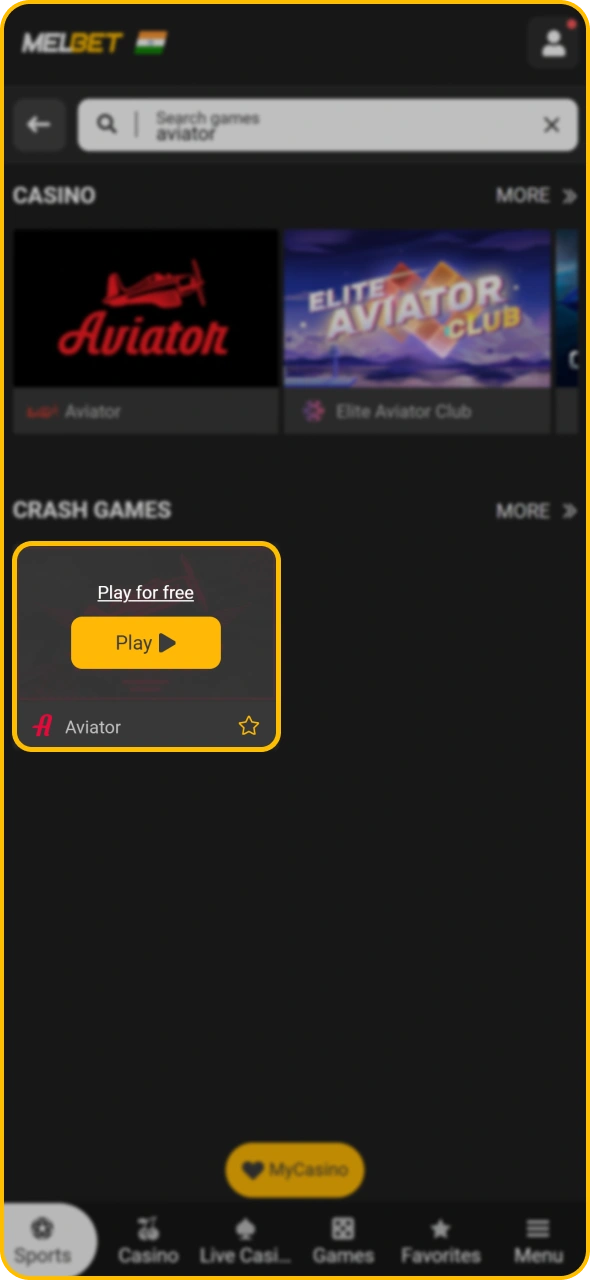 Press play button to start winning in Aviator at official Melbet iOS app.
