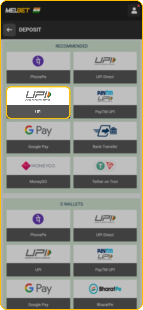 Deposit funds for your tennis bets at Melbet.